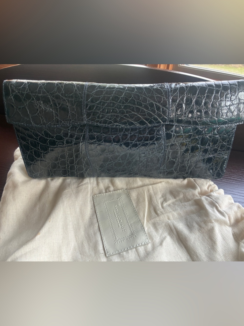 Nancy Gonzalez Caiman Crocodile Flap Clutch - navy blue